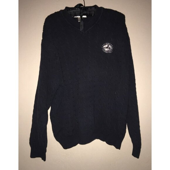 TEHAMA Other - Tehama Clint Mens Large Pebble Beach Cable Knit Sweater Pullover Black Casual